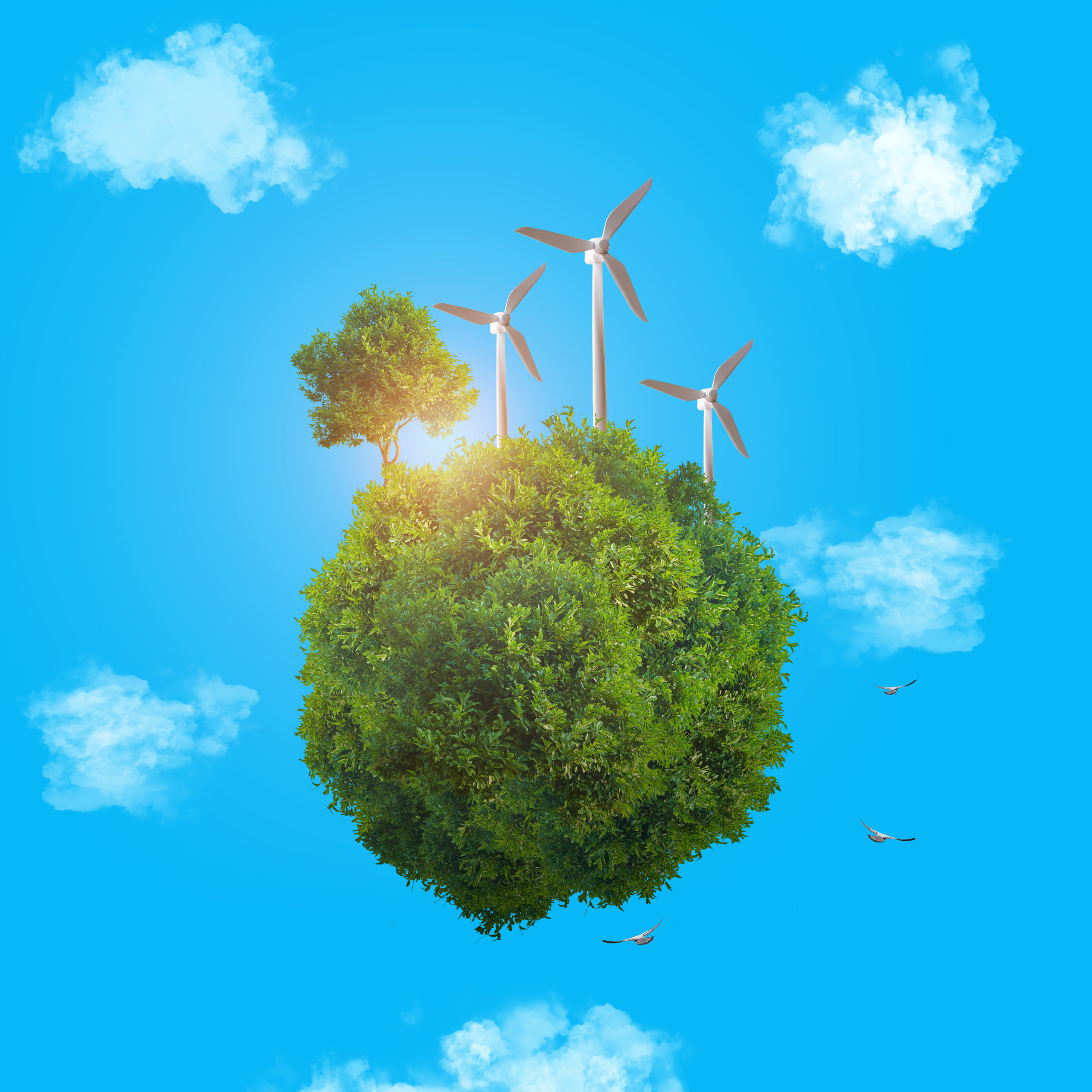 Green world green power on the sky